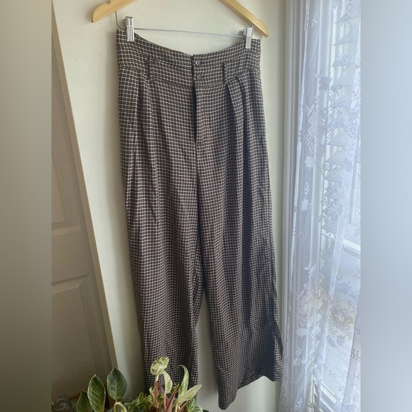 Cider Wide-Leg Pants Houndstooth High Waisted Dark Academia Size Large Women’s - Picture 4 of 8
